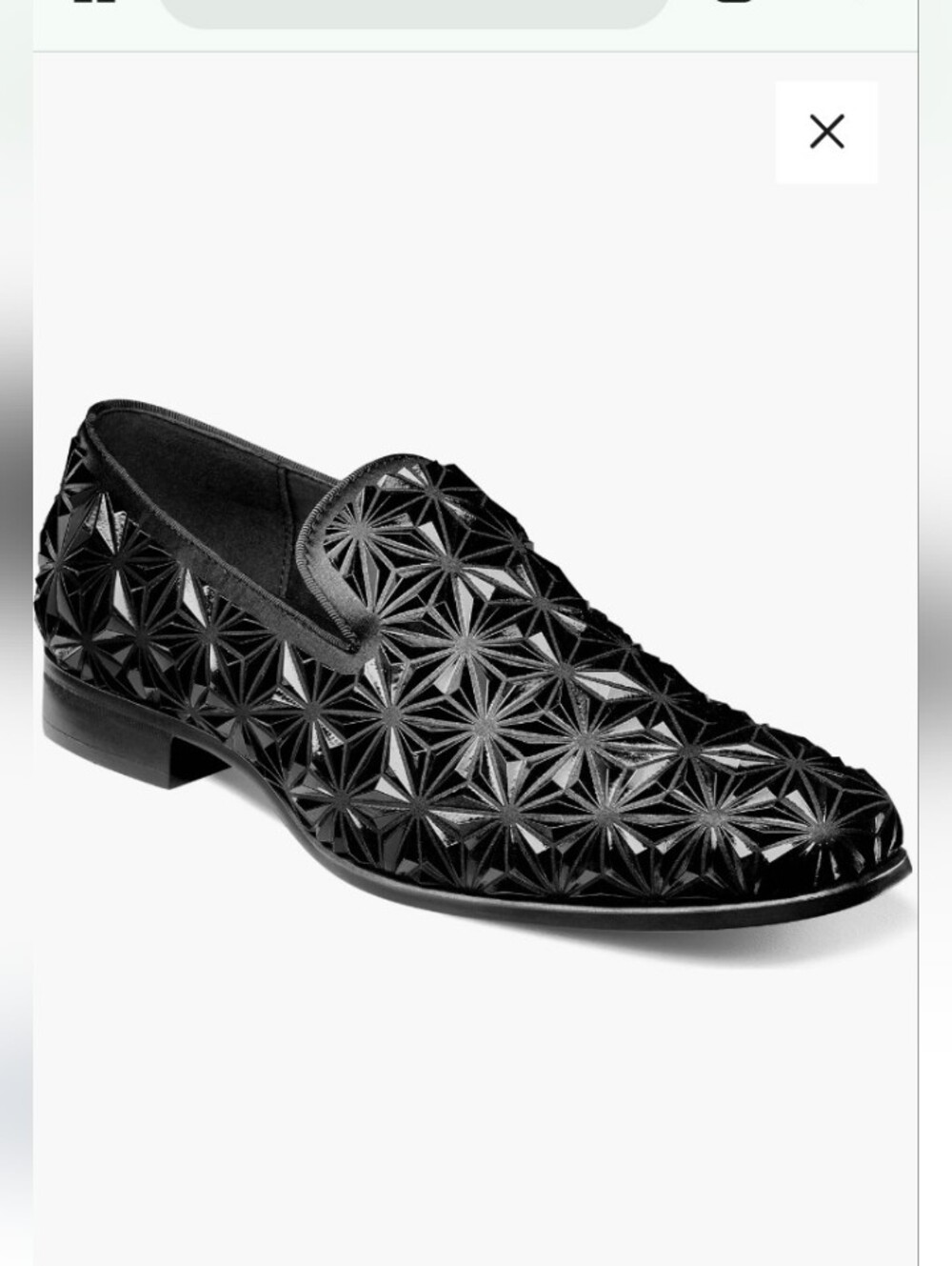 Stacy Adams Mens Sequence Black Geometric Embossed Slip-On Loafers
